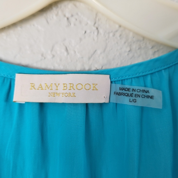 Ramy Brook Dany VNeck Sleeveless Embroidered Mini Dress Smocked Drop Waist Large - Picture 8 of 11